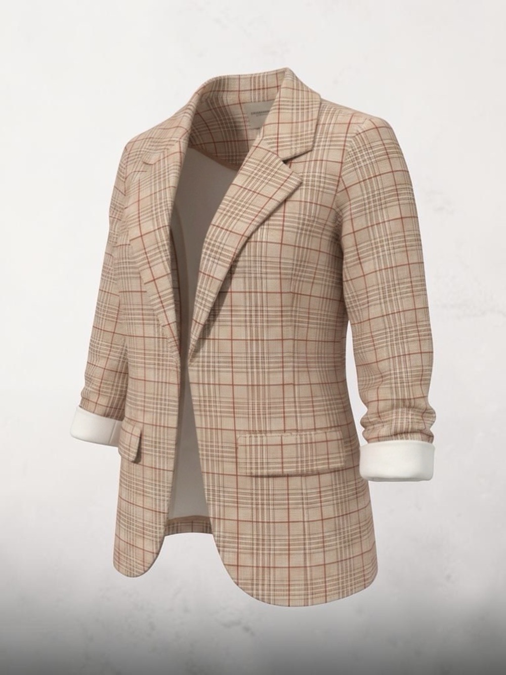 Liverpool Beige Plaid Blazer with Rust Windowpane